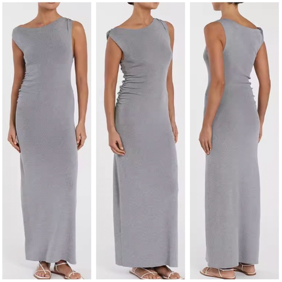 DISSH Poppy Bitter Choc Asym Midi Dress - Silver Gray - Picture 1 of 9